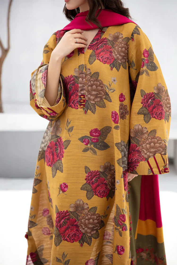 BAROQUE-3PC KHADDAR PRINTED SHIRT WITH KHADDAR PRINT DUPATTA AND PRINT TROUSER-W.J-1976