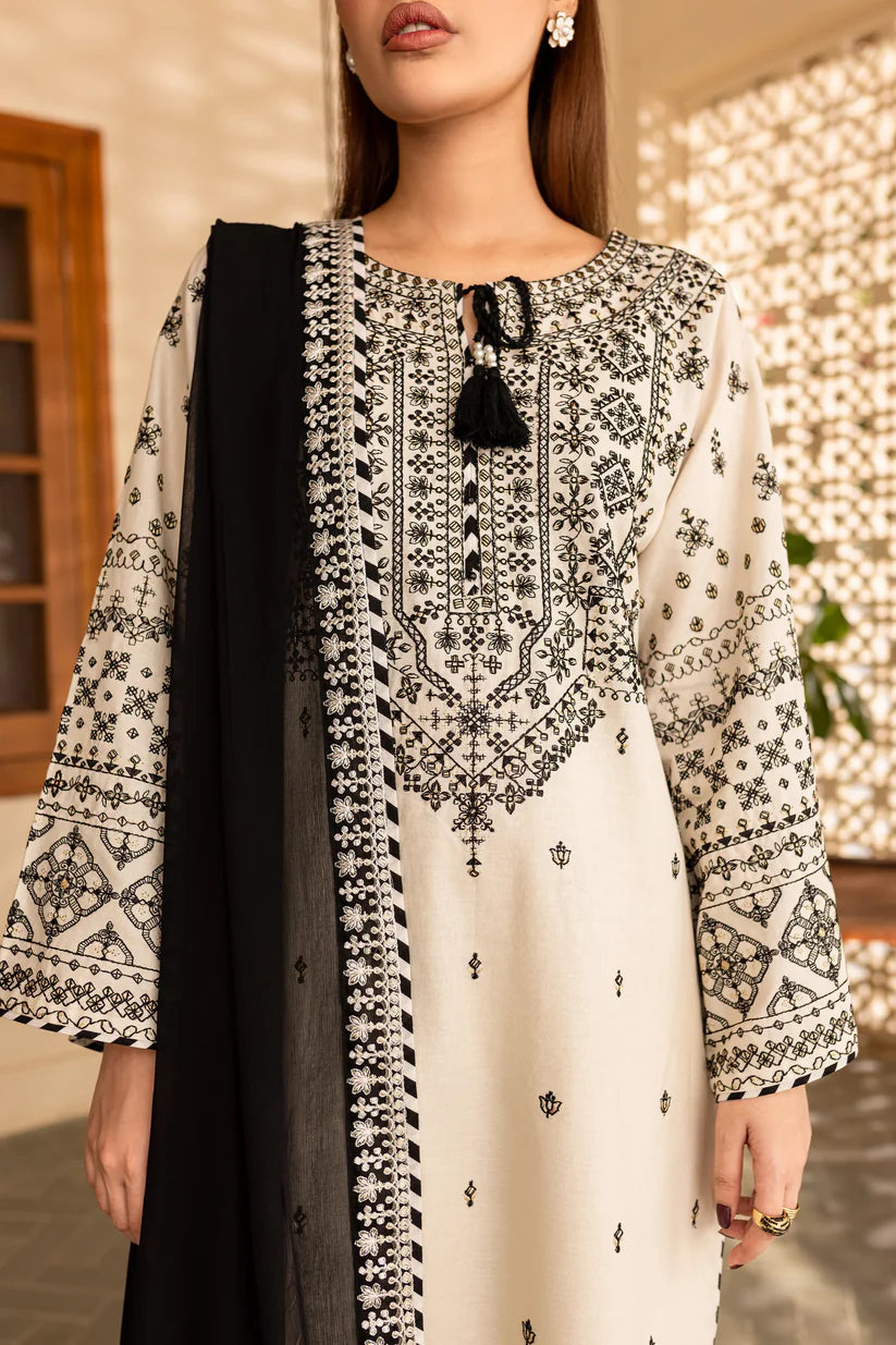 BATIK-3PC DHANAK EMBROIDERED SHIRT WITH CHIFFON EMBROIDERED DUPATTA AND EMB TROUSER-W.J-1840