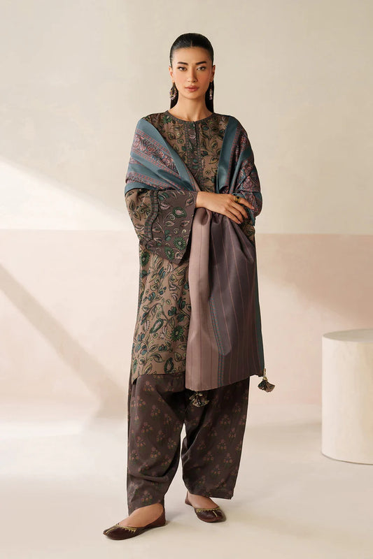BAROQUE-3PC VISCOSE PRINTED SHIRT WITH VISCOSE PRINTED DUPATTA AND TROUSER-W.J-2050