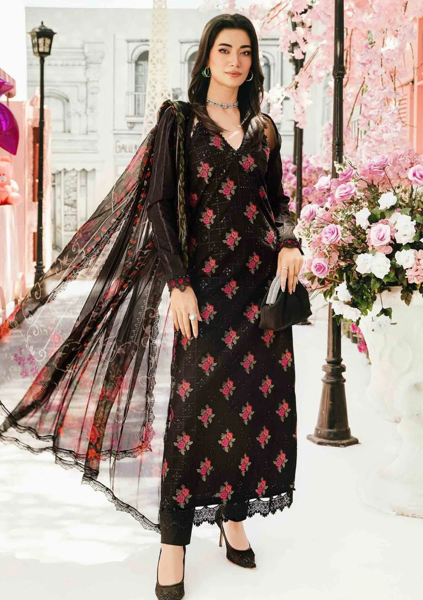 MARIA B-3PC LAWN EMBROIDERED SHIRT WITH MONARK PRINT DUPATTA & TROUSER-W.J-1723