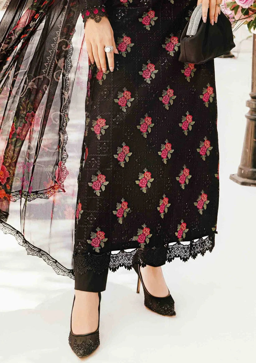 MARIA B-3PC LAWN EMBROIDERED SHIRT WITH MONARK PRINT DUPATTA & TROUSER-W.J-1723