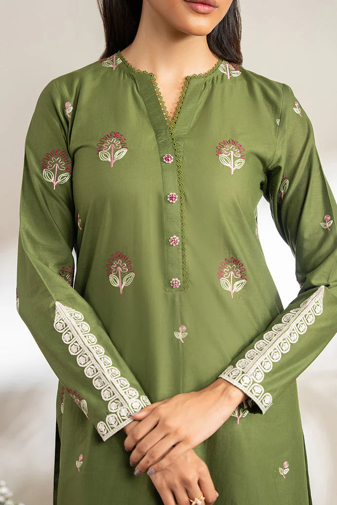 CROSS STICH-DHANAK 2PC EMBROIDRED SHIRT WITH EMBROIDRED TROUSER-W.J-1253