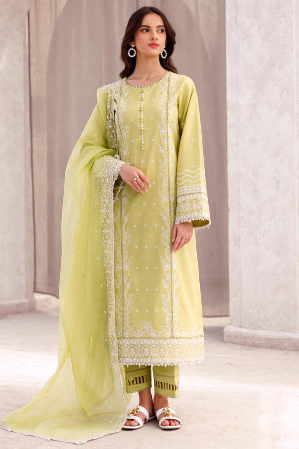 SAPPHIRE-3PC LAWN EMBROIDERED SHIRT WITH ORGANZA EMBROIDERED DUPATTA AND LAWN TROUSER-W.J-1664