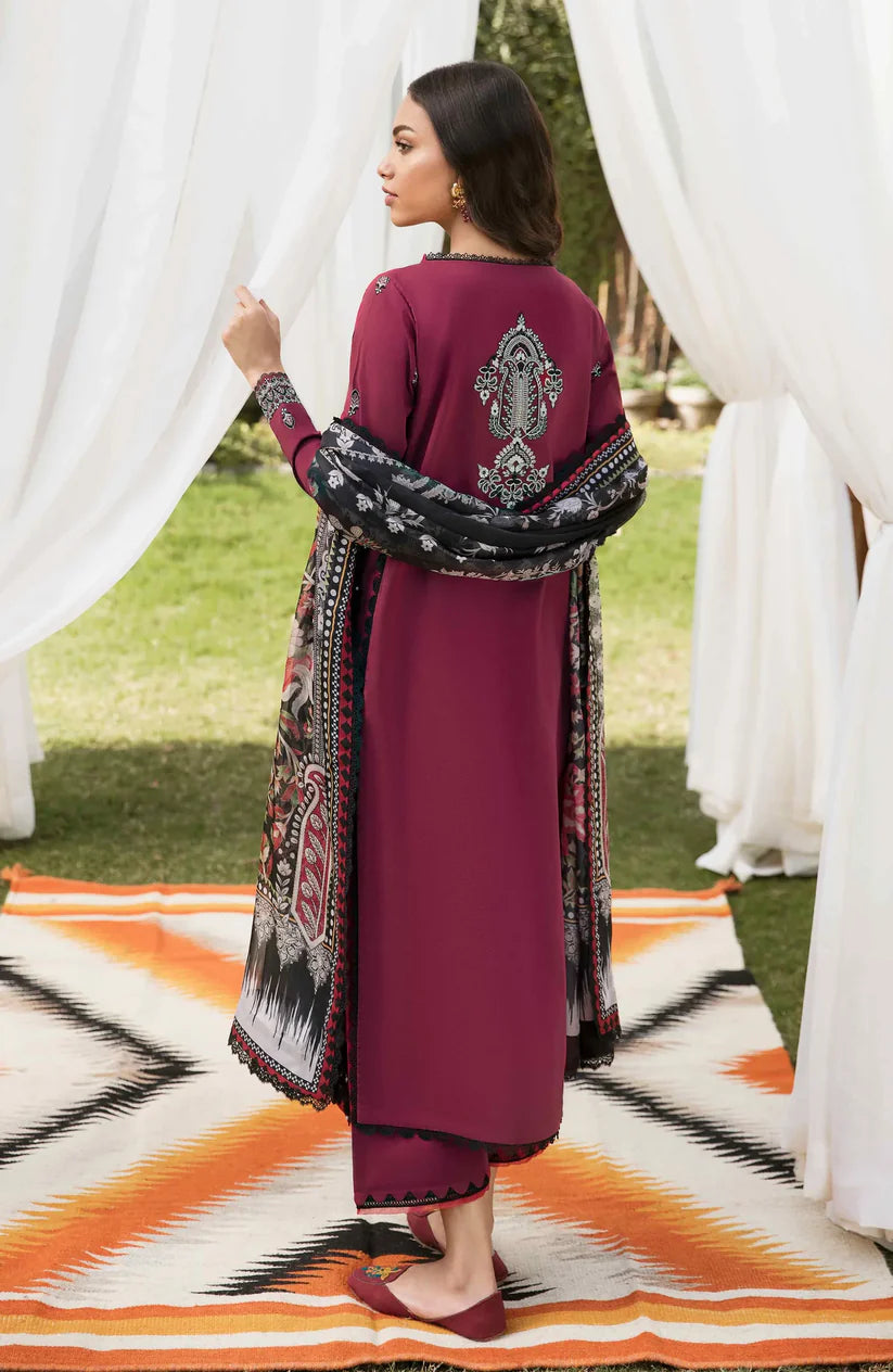 BATIK -3PC DHANAK EMBROIDERED SHIRT WITH COUTRAI WOOL PRINTED SHAWL & TROUSER-W.J-1807