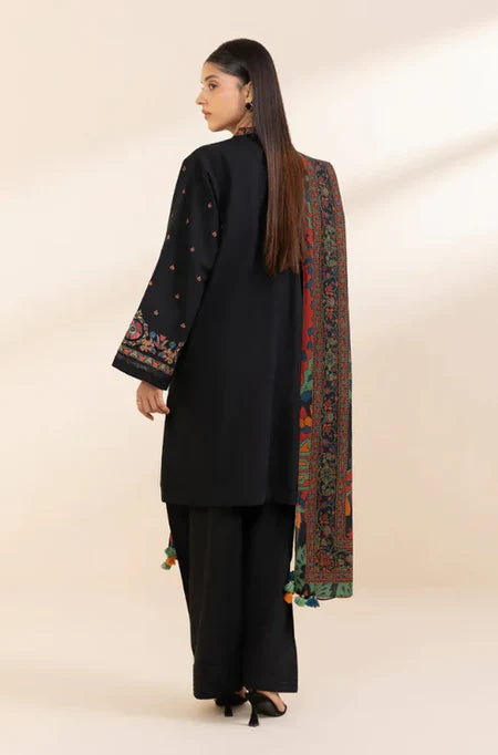 SAPPHIRE-3PC DHANAK EMBROIDERED SHIRT WITH COURTRAI PRINTED SHAWL & TROUSER-W.J-2059