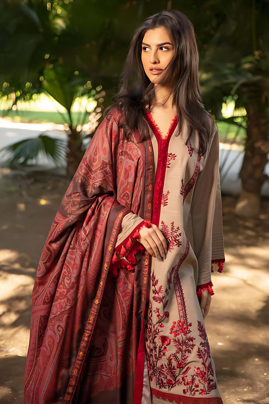 ZAINAB CHOTTANI -3PC LAWN EMBROIDERED SHIRT WITH MONARK PRINT DUPATTA AND TROUSER -W.J-1531