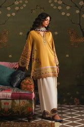 ETHNC-3PC DHANAK EMBROIDERED SHIRT WITH COUTRAI PRINTED SHAWL AND TROUSER-W.J-5230