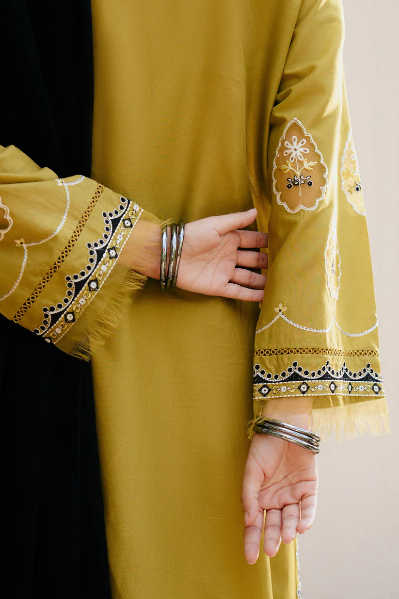 ZARA SHAHJAHAN-3PC DHANAK EMBROIDERED SHIRT WITH DHANAK EMBROIDERED SHAWL & DHANAK TOUSER- -W.J-1801