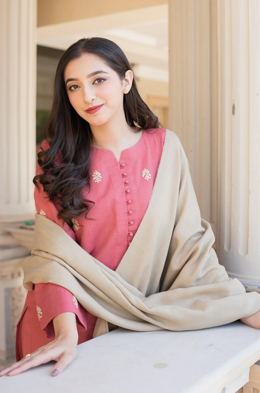 AISLING - 3PC DHANAK EMBROIDERED SHIRT WITH DHANAK SHAWL AND TROUSER-W.J-1201