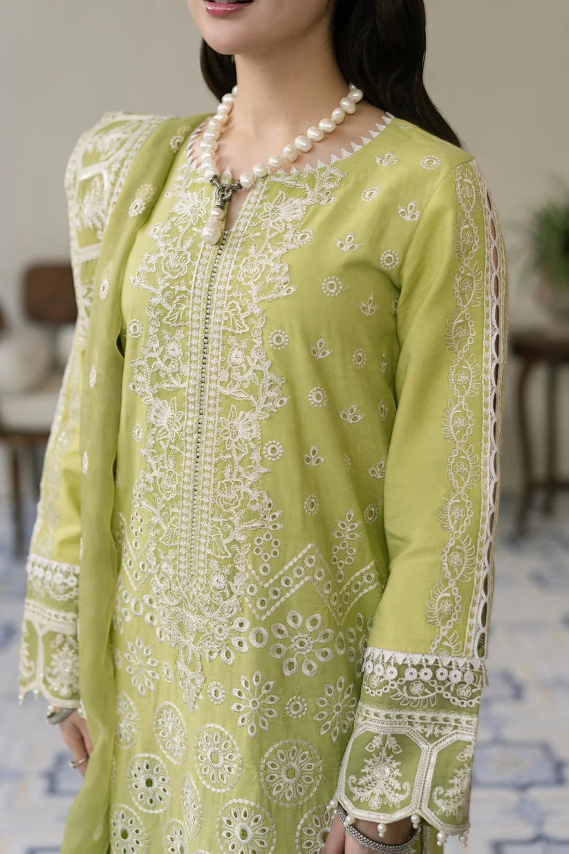 MARYAM & MARIA-3PC LAWN EMBROIDERED SHIRT WITH ORGANZA EMBROIDERED DUPATTA & TROUSER-W.J-1724