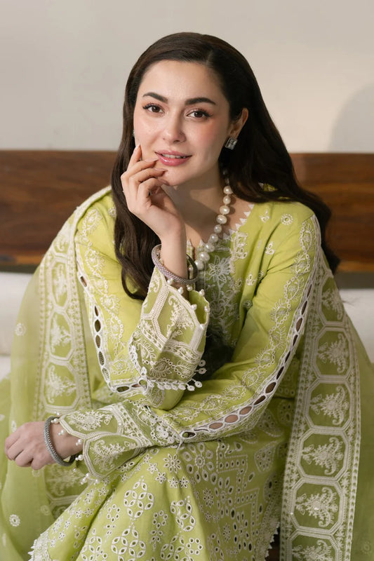 MARYAM & MARIA-3PC LAWN EMBROIDERED SHIRT WITH ORGANZA EMBROIDERED DUPATTA & TROUSER-W.J-1724