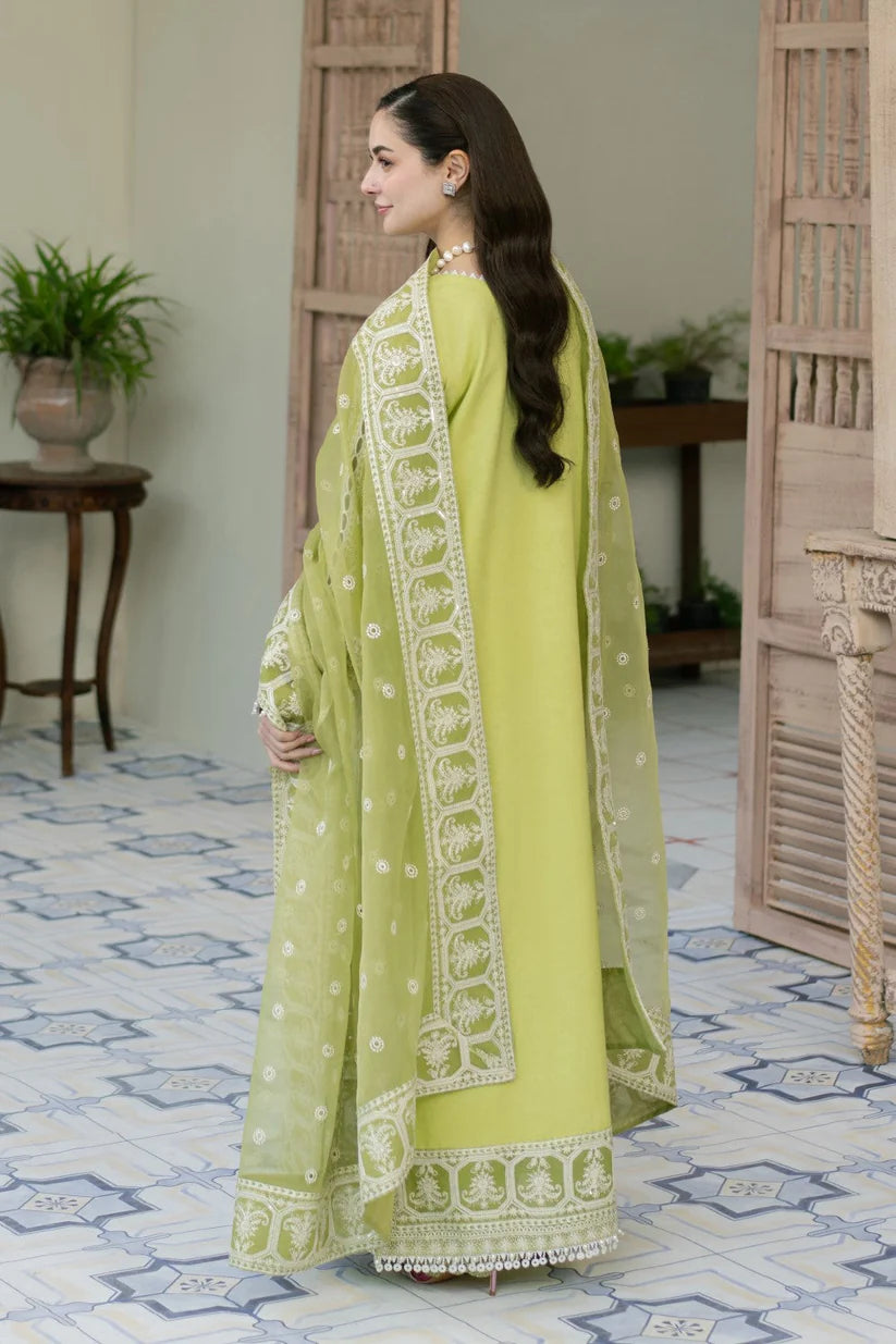 MARYAM & MARIA-3PC LAWN EMBROIDERED SHIRT WITH ORGANZA EMBROIDERED DUPATTA & TROUSER-W.J-1724