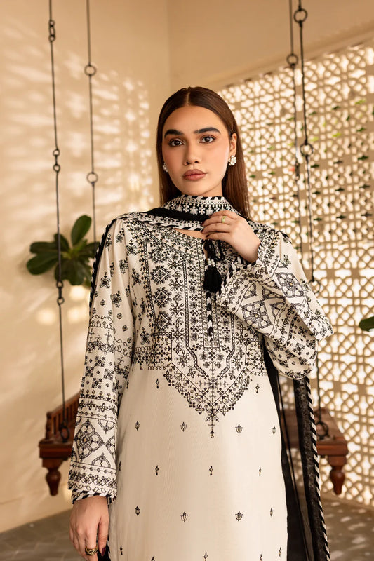 BATIK-3PC DHANAK EMBROIDERED SHIRT WITH CHIFFON EMBROIDERED DUPATTA AND EMB TROUSER-W.J-1840