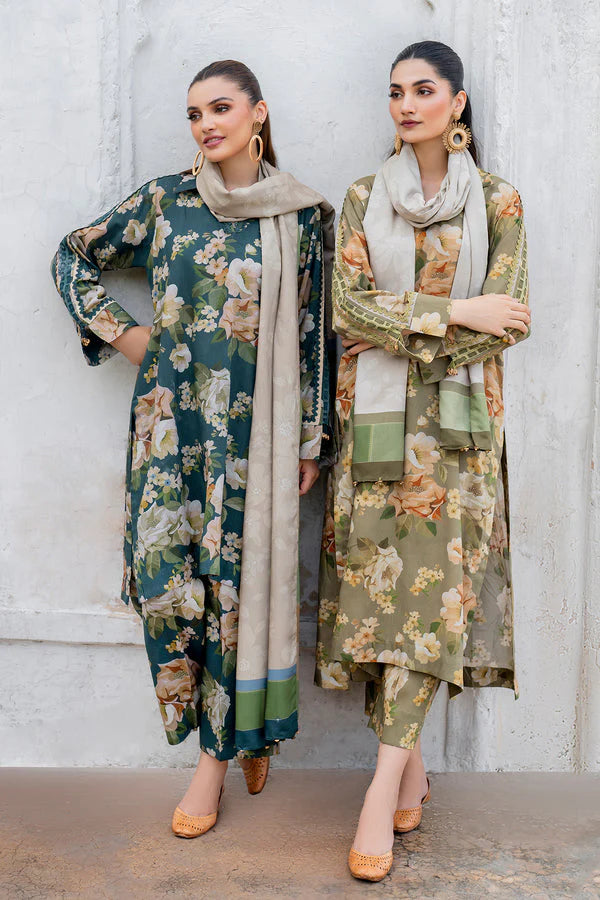BAROUQE-3PC KARANDI PRINTED SHIRT WITH KARANDI PRINTED DUPATTA AND TROUSER-W.J-1136