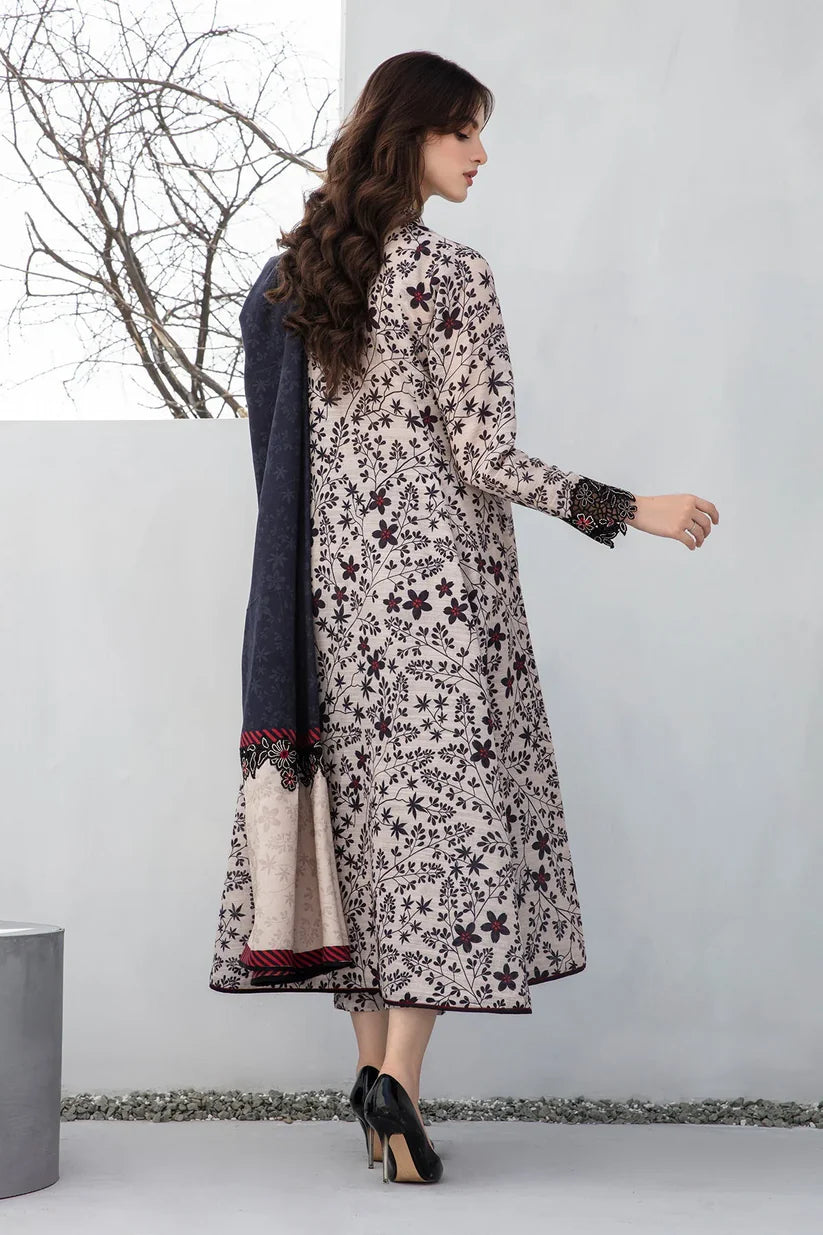 BAROUQE-3PC KHADDAR PRINTED SHIRT WITH KHADDAR PRINT DUPATTA AND PRINT TROUSER-W.J-1913