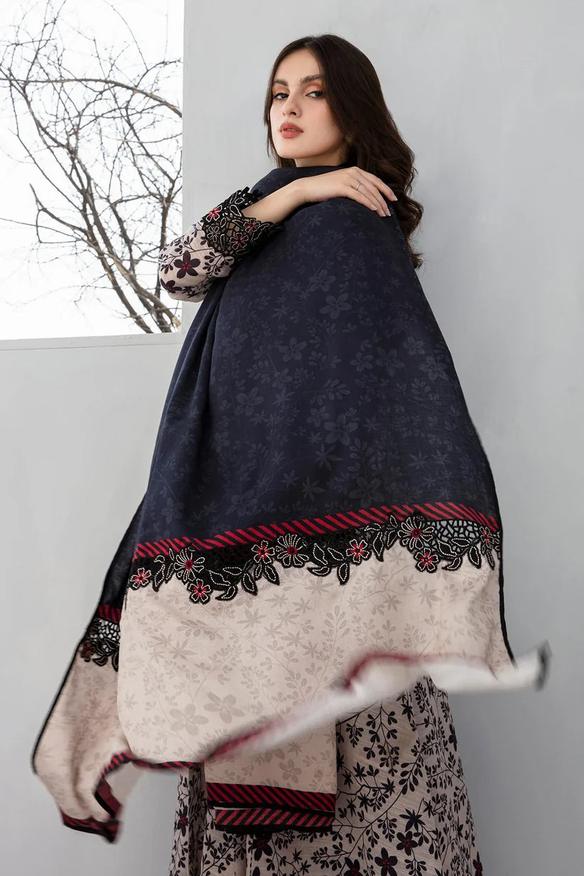 BAROUQE-3PC KHADDAR PRINTED SHIRT WITH KHADDAR PRINT DUPATTA AND PRINT TROUSER-W.J-1913