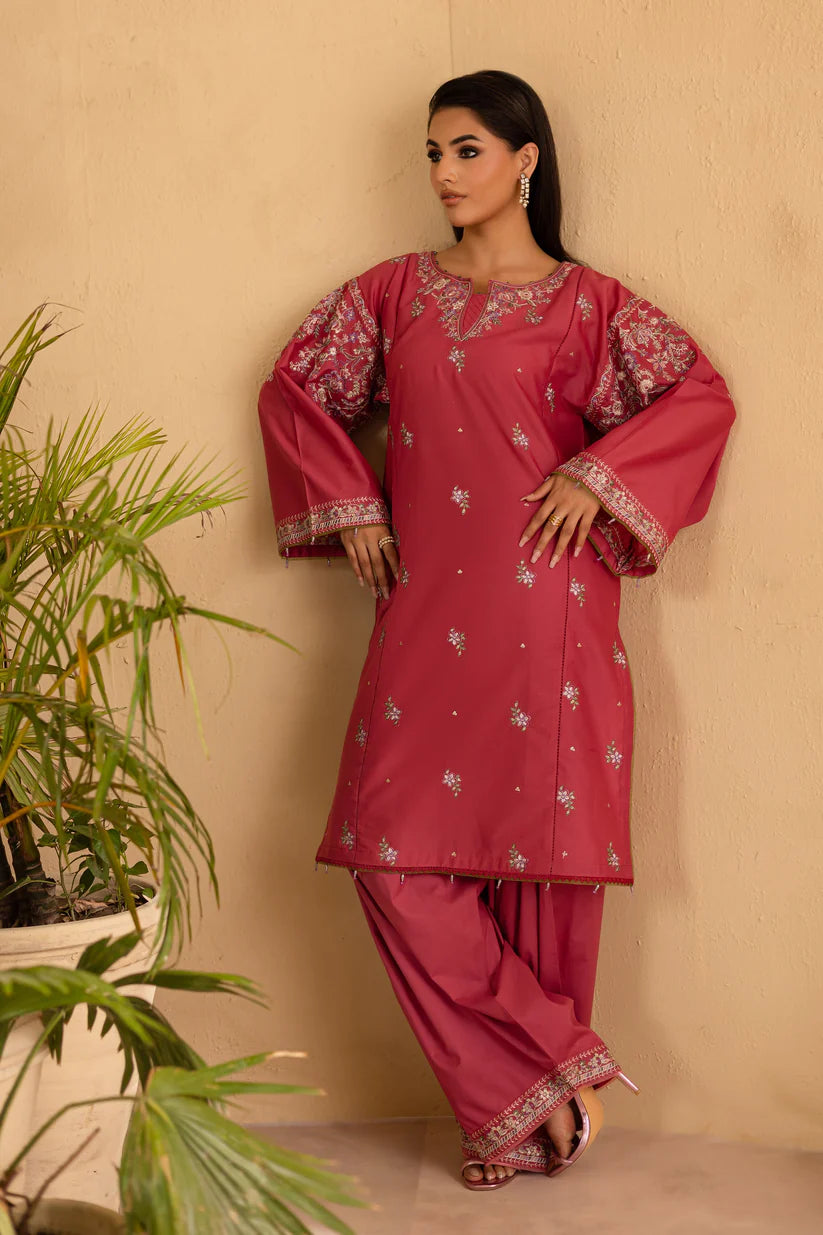 BATIK-2PC DHANAK EMBROIDERED SHIRT & EMBROIDERED TROUSER-W.J-1907