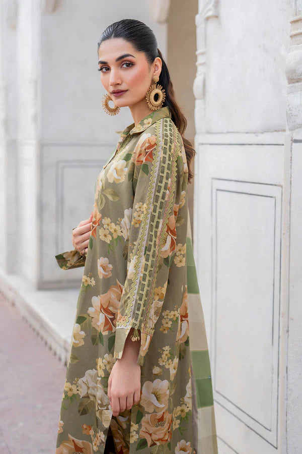 BAROUQE-3PC KARANDI PRINTED SHIRT WITH KARANDI PRINTED DUPATTA AND TROUSER-W.J-1136