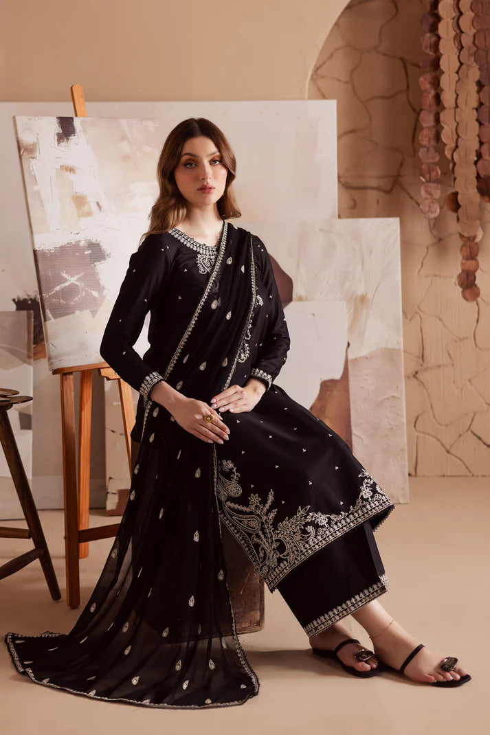 BATIK-3PC DHANAK EMBROIDERED SHIRT WITH CHIFFON EMBROIDERED DUPATTA AND TROUSER-W.J-1787