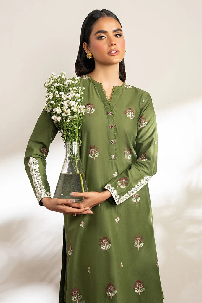 CROSS STICH-DHANAK 2PC EMBROIDRED SHIRT WITH EMBROIDRED TROUSER-W.J-1253