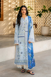 QALAMQAR-3PC LAWN EMBROIDERED SHIRT WITH CHIFFON PRINTED DUPATTA AND EMB TROUSER-W.J-4717