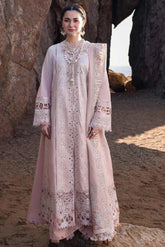 QALAMQAR-3PC LAWN LASERCUTWORK EMBROIDERED SHIRT WITH KHAADI NET EMBROIDERED DUPATTA AND TROUSER-W.J-4726