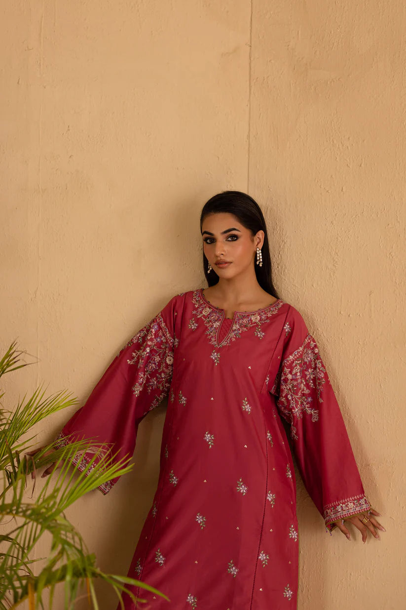 BATIK-2PC DHANAK EMBROIDERED SHIRT & EMBROIDERED TROUSER-W.J-1907