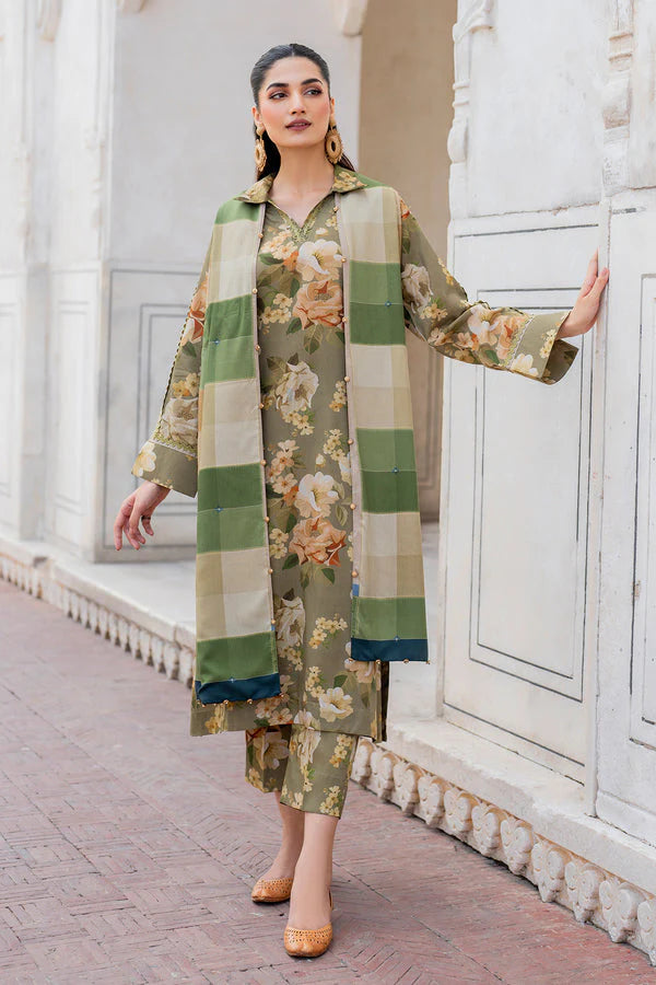 BAROUQE-3PC KARANDI PRINTED SHIRT WITH KARANDI PRINTED DUPATTA AND TROUSER-W.J-1136