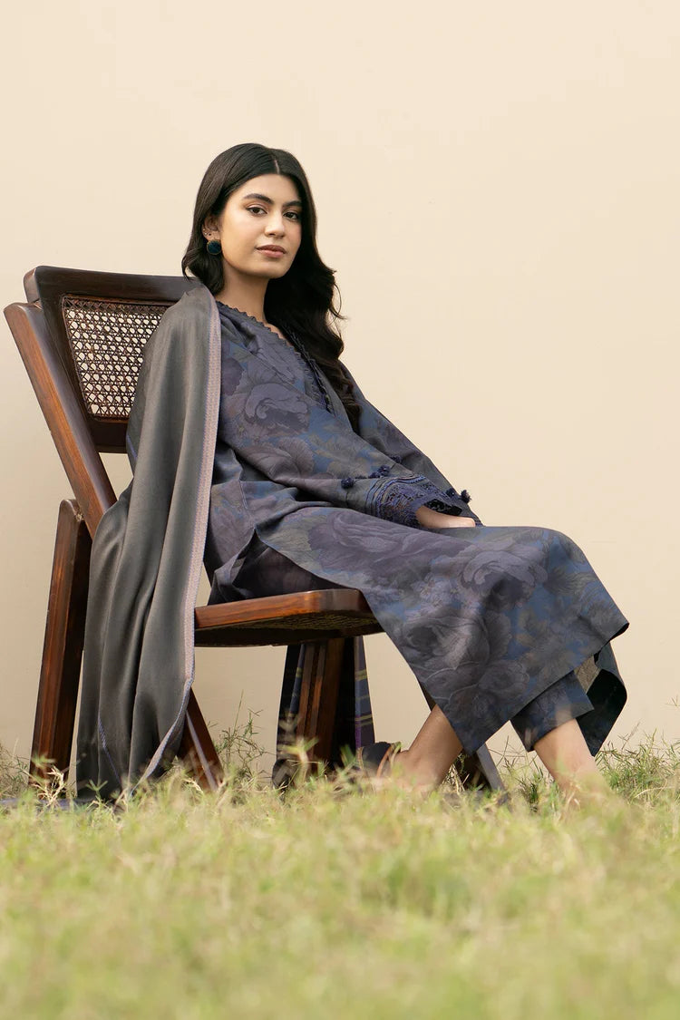 BAROQUE-3PC KHADDAR PRINTED SHIRT WITH KHADDAR PRINT DUPATTA AND PRINT TROUSER-W.J-1967