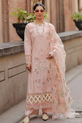 QALAMQAR-3PC LAWN CHIKAN EMBROIDERED SHIRT WITH KHADDI NET EMB DUPATTA AND TROUSER-W.J-4718