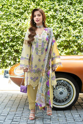 JADE-3PC LAWN CHIKANKARI EMBROIDERED SHIRT WITH CHIFOON PRINTED DUPATTA AND TROUSER-W.J-4776