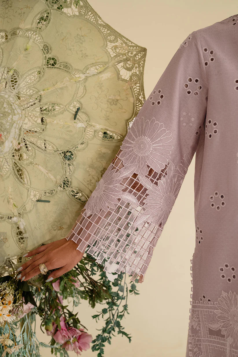 IZNIK-3PC LAWN EMBROIDERED SHIRT WITH KHAADI NET DUPATTA & TROUSER-W.J-1741