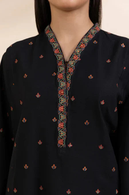SAPPHIRE-3PC DHANAK EMBROIDERED SHIRT WITH COURTRAI PRINTED SHAWL & TROUSER-W.J-2059