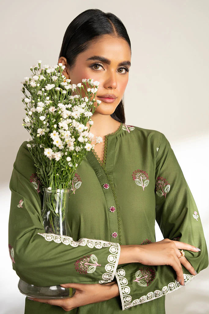 CROSS STICH-DHANAK 2PC EMBROIDRED SHIRT WITH EMBROIDRED TROUSER-W.J-1253