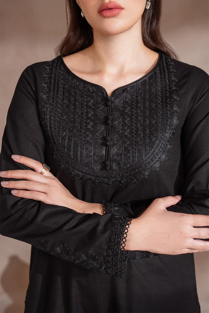 IZNIK-3PC DHANAK EMBROIDERED SHIRT WITH DHANAK EMBROIDERED SHAWL & TROUSER-W.J-1319