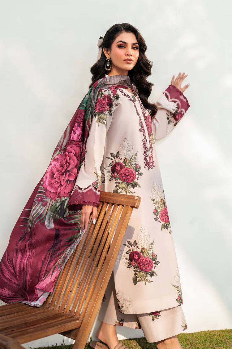 IZNIK-3PC KARANDI PRINTED SHIRT WITH KARANDI PRINTED DUPATTA AND TROUSER-W.J-2010