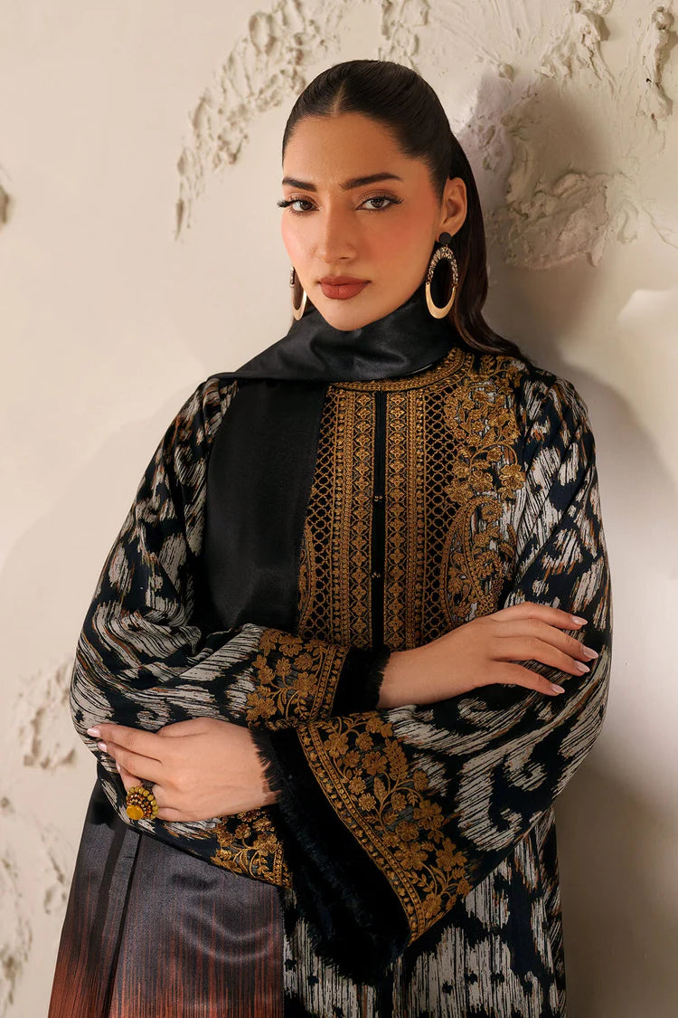 BAROQUE-3PC VISCOSE PRINTED EMB SHIRT WITH VISCOSE PRINTED DUPATTA AND TROUSER-W.J-2045