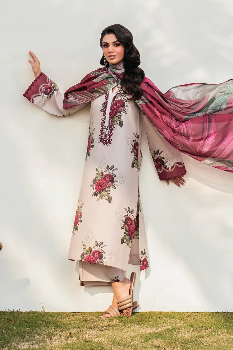 IZNIK-3PC KARANDI PRINTED SHIRT WITH KARANDI PRINTED DUPATTA AND TROUSER-W.J-2010