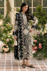 BIN ILYAS-3PC DHANAK HEAVY EMBROIDERED SHIRT WITH DHANAK EMBROIDERED SHAWL & DHANAK TOUSER-W.J-5115