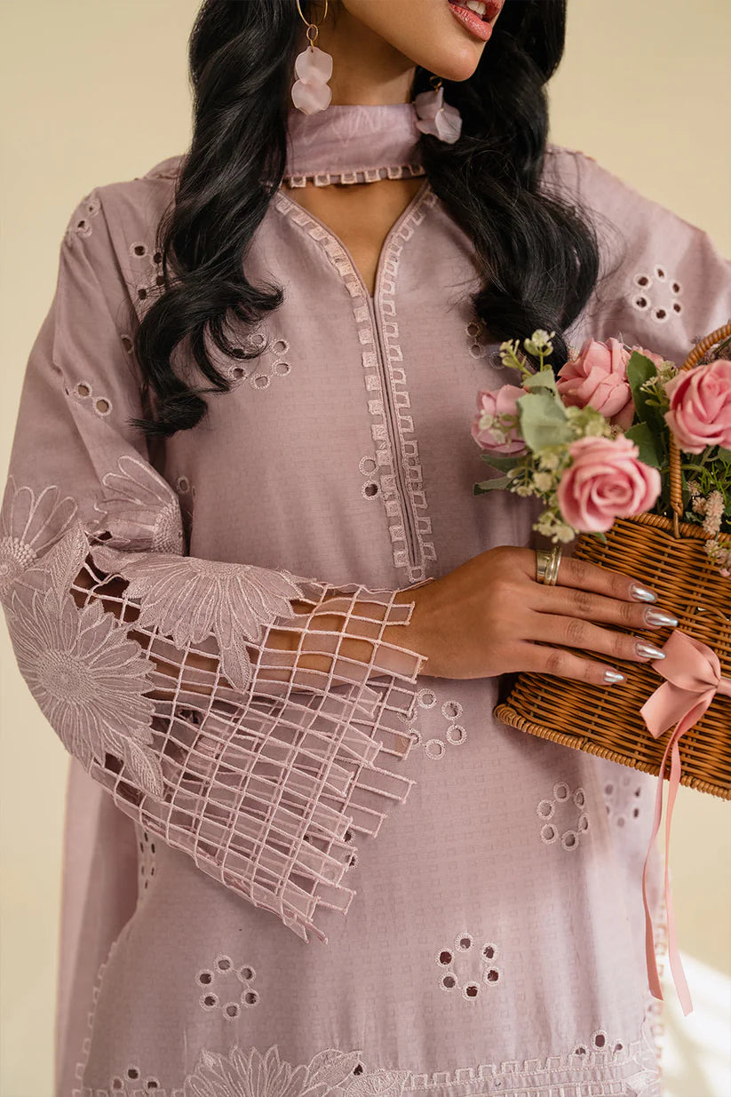 IZNIK-3PC LAWN EMBROIDERED SHIRT WITH KHAADI NET DUPATTA & TROUSER-W.J-1741