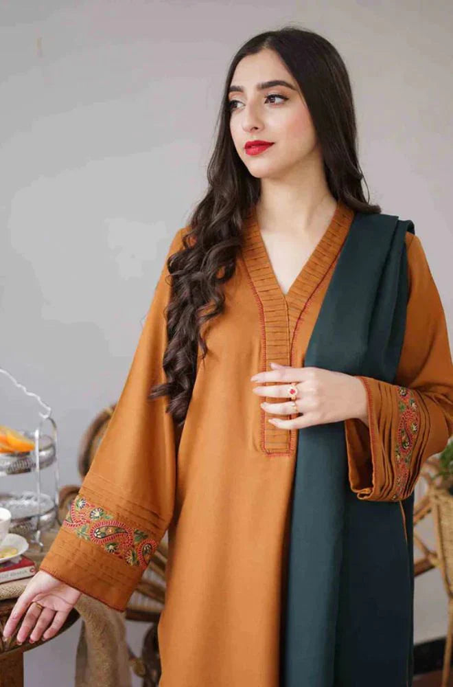 AISLING 3PC DHANAK EMBROIDERED WITH DHANAK EMBROIDERED SHAWL-W.J-1208