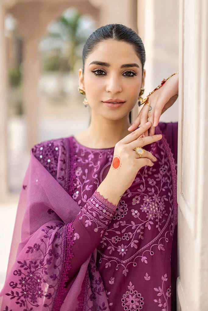 ASIM JOFA- 3PC LAWN HEAVY EMBROIDERED SHIRT WITH ORGANZA HEAVY EMBROIDERED DUPATTA_W.J-1458