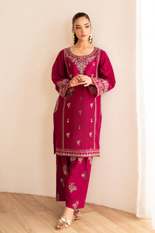 BATIK-2PC DHANAK EMBROIDERED SHIRT & EMBROIDERED TROUSER-W.J-2003