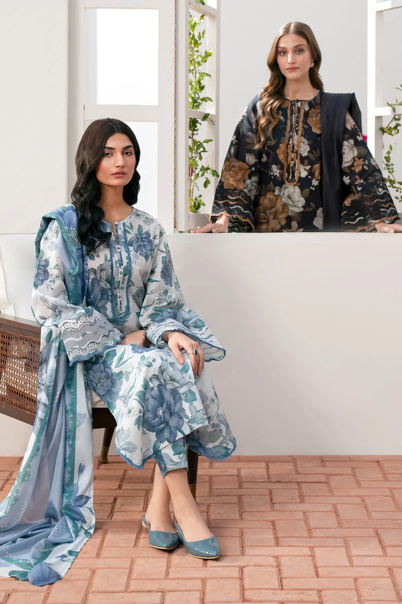 BAROQUE-3PC LAWN PRINTED SHIRT WITH CHIFFON PRINT DUPATTA AND PRINT TROUSER-W.J-1786