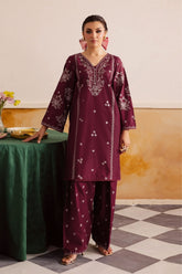 GARNET-2PC LAWN EMBROIDERED SHIRT WITH LAWN TROUSER-W.J-151