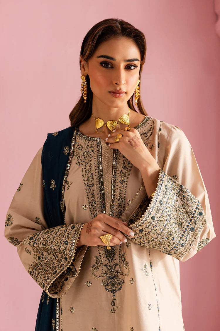 BATIK-3PC DHANAK EMBROIDERED SHIRT WITH DHANAK EMBROIDERED SHAWL & EMB TROUSER-WJ-1950