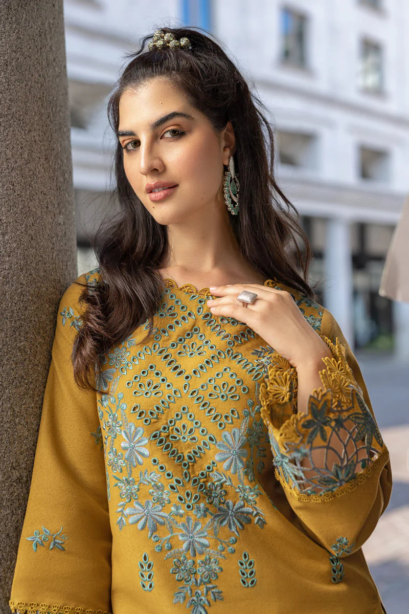 RANG RASIYA-3PC DHANAK EMBROIDERED SHIRT WITH COURTRAI PRINTED SHAWL AND TROUSER-W.J-1358