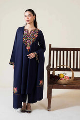 AISLING-3PC DHANAK EMBROIDERED SHIRT WITH DHANAK EMBROIDERED SHAWL AND TROUSER-W.J-5048