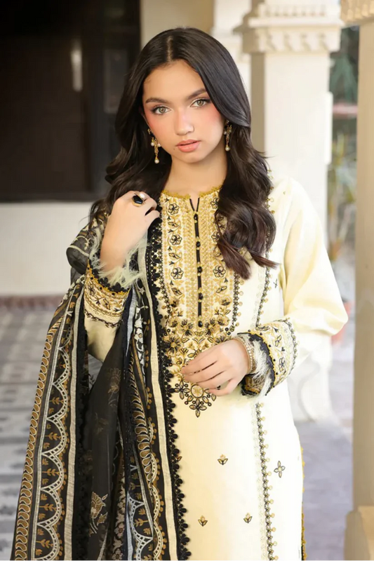 ASIM JOFA - 3PC LAWN EMBROIDERED SHIRT WITH MONARK PRINTED DUPATTA AND TROUSE -W.J-1771