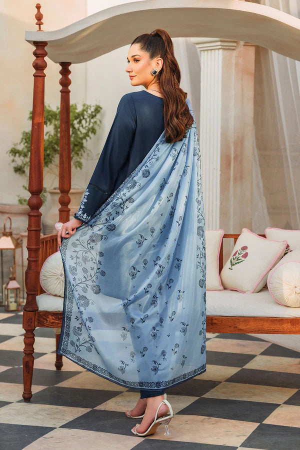 ZIVA-3PC DHANAK EMBROIDERED WITH COUTURE PTINT PRINT-W.J-1277